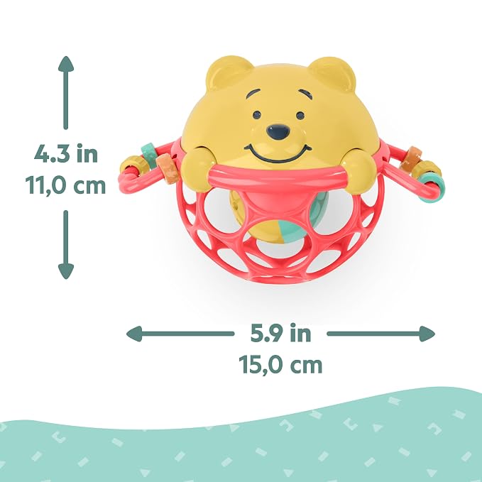 Bright Starts Disney Baby Winnie The Pooh Jingle & Shake Rattle Toy by with Easy-Grasp Oball Technology, Unisex, Newborns & Up