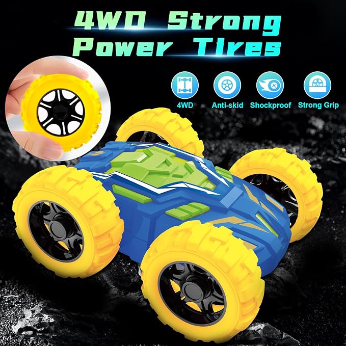 MSHALADE Toys Cars for Ages 2-4, Double-Sided Monster Truck Toys, Stunt Push and Go Friction Cars, 3 Year Old Boy Toys, Toy Cars for 2 3 4 5 6 Year Old Boy Christmas Birthday