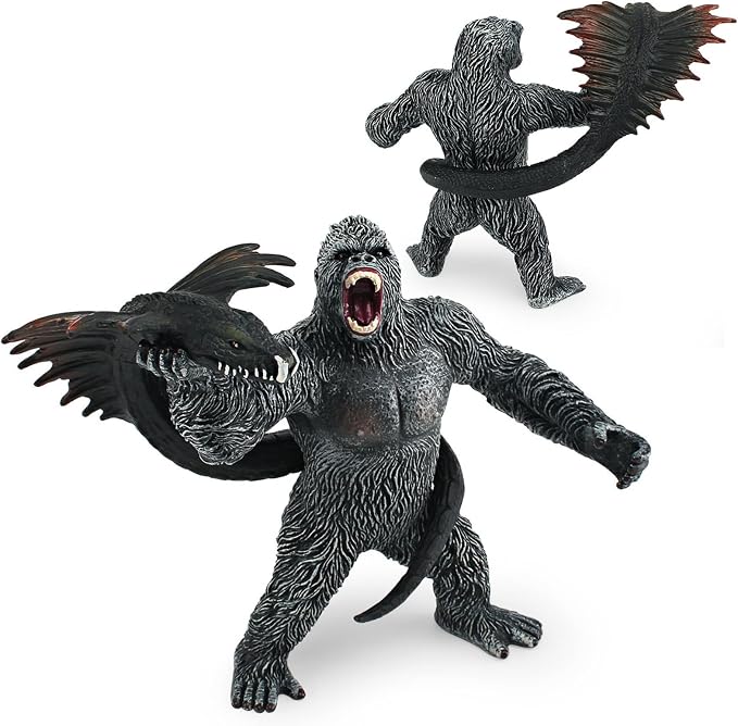 Gorilla Toy Model, Black Gorilla with Snake Action Figures | Wildlife Toys Set, Kids Gift, Play or Decor
