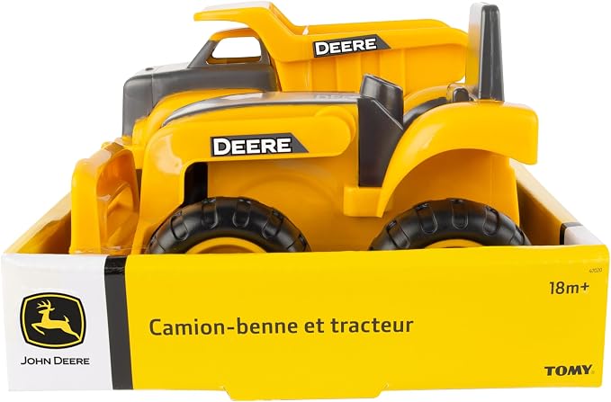 TOMY John Deere Vehicle Set - Includes Dump Truck Toy and Tractor Toy with Loader - Kids Construction and Outdoor Toys - 2 Count - Ages 18 Months and Up