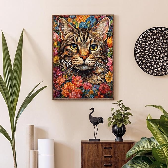 RYMILIE Black Cat Diamond Art Kits for Adults Beginners,DIY Diamond Art 5D Full Drill Diamond Dots Diamond Painting with Complete Tools,Pefect Art Crafts for Home Wall Decor Gift-12x16in