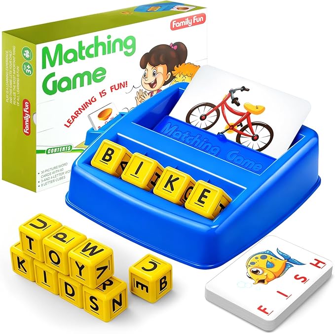 HahaGift Educational Toys for 3-5 Year Old Boy Girl Gifts, Matching Letter Learning Games Activities, Ideal Christmas Birthday Gift for Toddler Kids Age 3 4 5 6 7 Year Olds Boys Girls