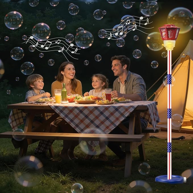 Bubble Machine for Kids Bubble Blower Maker with Lights and Music Automatic Bubble Stand Machine for Parties Birthday Wedding Toddlers Kid Summer Outdoor Toys (Red)