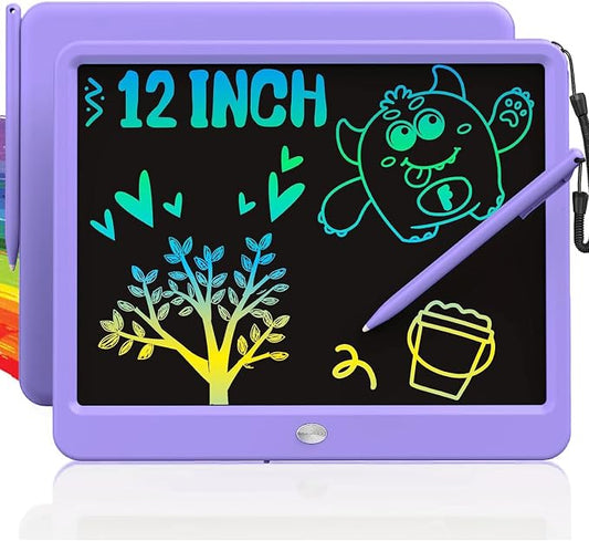 TEKFUN 12 Inch LCD Writing Tablet for Kids, Coloring Drawing Pad, Mess Free Doodle Board, Airplane Travel Toys for Boys and Toddlers, Road Trip Essentials, Gifts for 3-8 Year Old Girls (Purple)