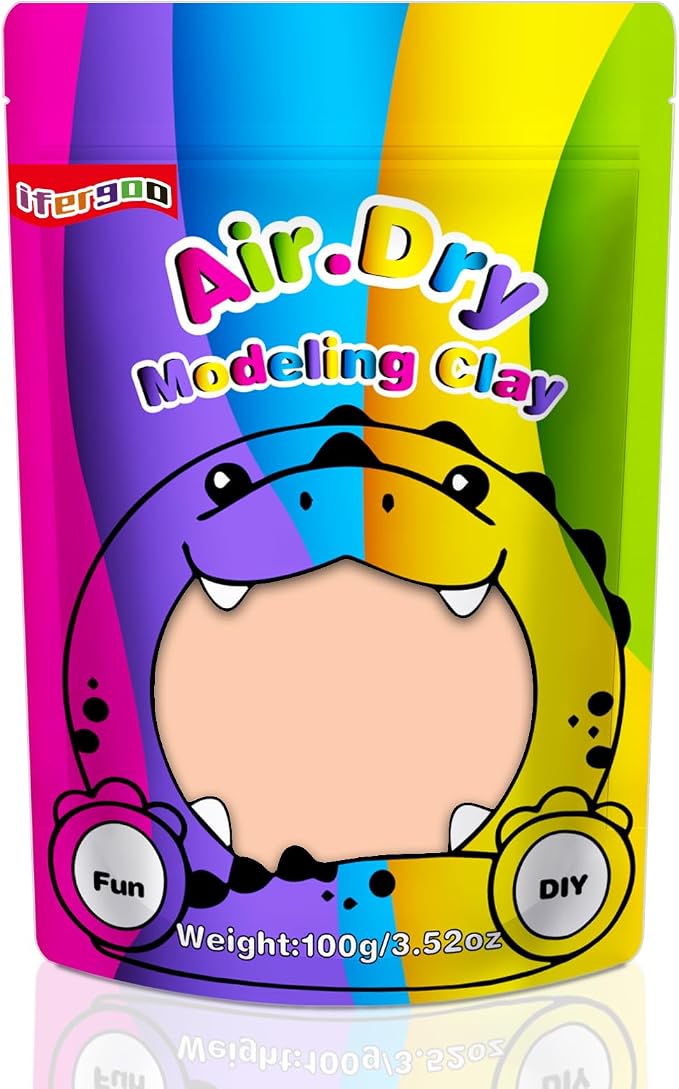 ifergoo Skin Air Dry Clay, DIY Creative Modeling Clay for Kids, Super Light Magic Foam Clay for Kids Age 3-12, Soft, No-Sticky & Non-Toxic, Molding Clay for School Art & Craft Project(Skin/100g/3.5oz)