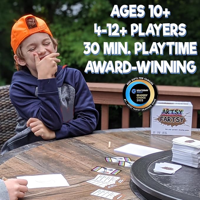 TwoPointOh Games Artsy Fartsy Drawing Game, Two-Time Winner USA Today Best Gift for Families, Team Game for Kids and Adults, Ages 10 Plus, 4-12 Players