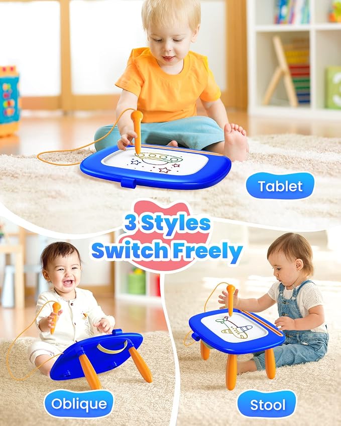 Seimome Toddlers Toys Ages 1-3, Magnetic Drawing Board, Doodle Board Pad Learning and Educational Toys for 18 Months Baby, 1-3 Yr Kids Birthday Gifts- Dark Blue