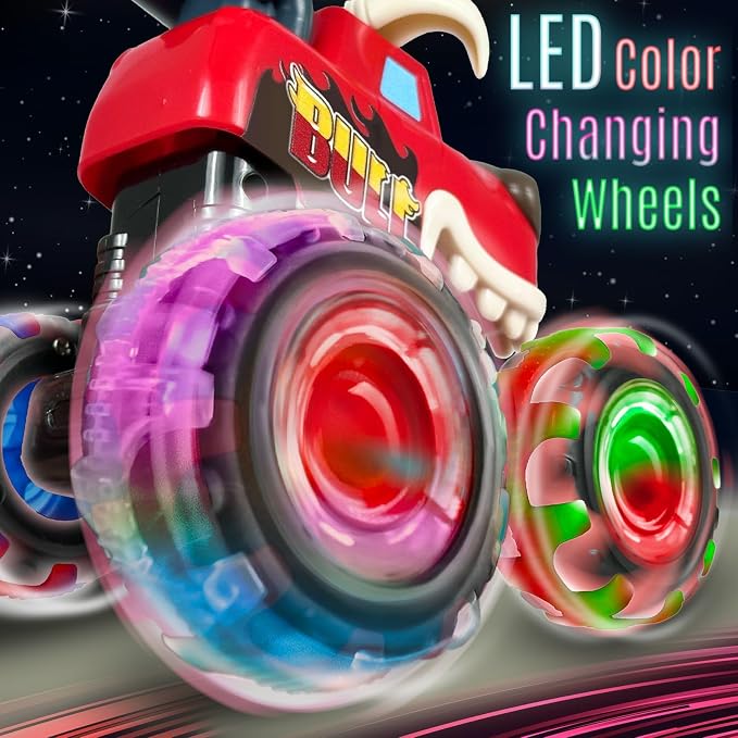 stargo - Bull Monster Truck Toy - Light Up Chomping Pull Back Truck - Press and Go Cars for Easter Basket Stuffers, Boy Birthday Gifts, Toys for Toddlers, Kids Ages 3-5 4-6 5-7 4-8