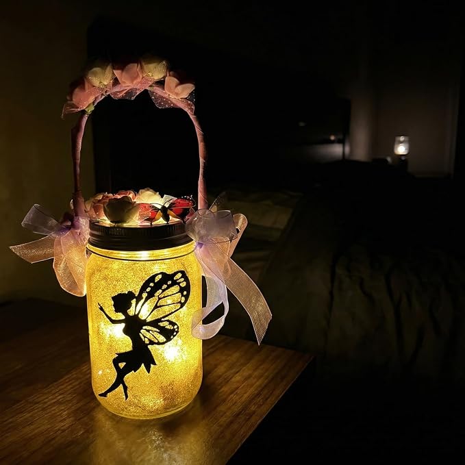 Alritz Fairy Lantern Craft Kit, Gifts for Kids Girls, Remote Control Mason Jar Night Light, DIY Garden Decorations Art Project Ornaments, Creative Activities Birthday Ages 4 5 6 7 8 9 10 11+