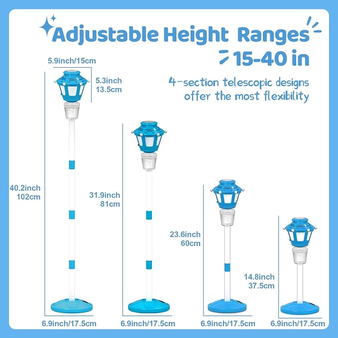 2 Pack Bubble Machine for Kids, Automatic Bubble Blower with Light & Rechargeable Battery, 40 Inch Adjustable Height Outdoor Toys for Party, Toddlers, Sibling Gifts (Includes 6 Solution), Blue