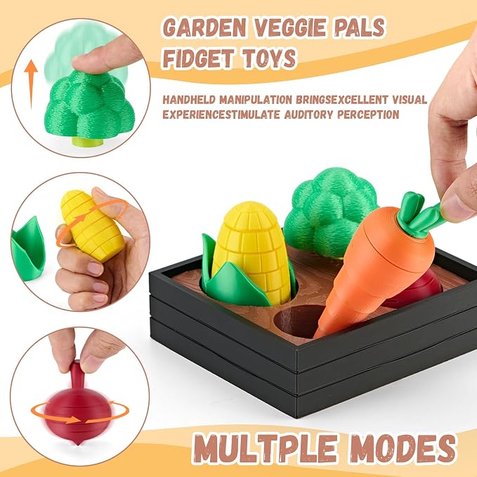 Vegetable Fidget Sensory Toys, Push-Pull Pop Stress Relief Toys for Kids & Adults, Anxiety Relief Calming Fidget Gift