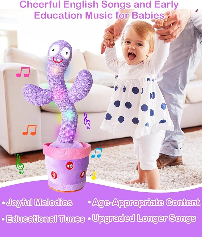 Dancing Talking Cactus Toy Mimics Back, Interactive Singing Mimicking Cactus Baby Toy That Talks Back, Upgraded Safe Plush Eyes Baby Toys 6-12 Months, 1 Year Old Girl Gifts, Baby Girl gifts