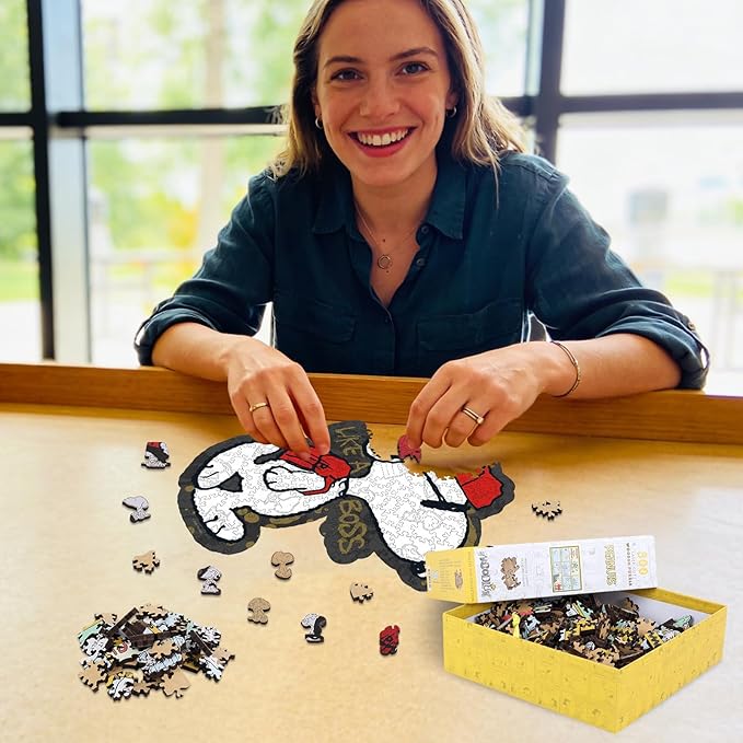 Peanuts Wooden Puzzles for Adults – Snoopy Puzzles for Fans, 200 Pieces Unique Shaped Jigsaw Puzzles, Best Gift for Snoopy Lovers, 5MM Thick, Officially Licensed Merchandise – Joe Cool, 12.5" x 10.4"