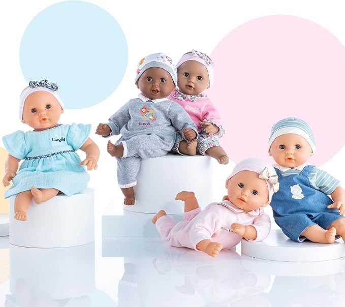 Corolle Bébé Calin Maud - 12" Soft Girl Baby Doll with Vanilla Scent, Blue Outfit & Sleeping Eyes for Girls Ages 18 Months+, Cute Reborn Realistic Baby Dolls for 2 Year Old Girls