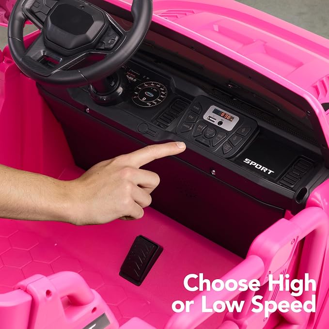 Best Choice Products Kids 24V 2-Seater Electric Ride On Car Truck w/ 132lb Weight Capacity, Parent Control, Bluetooth, LED Lights - Ultimate Pink