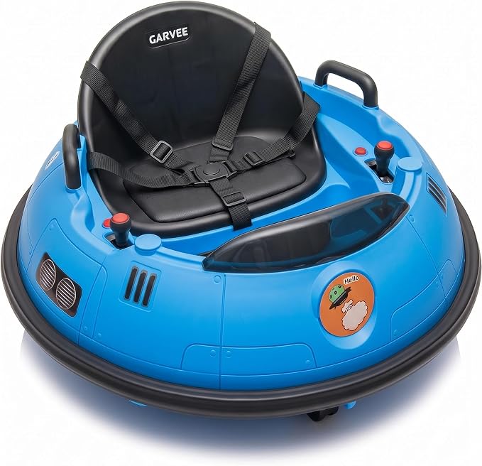 Garvee 12V Kids Ride On Bumper Car with Parental Remote Control, 360° Spin Electric Toddler Bumping Car, LED Lights, Safety Belt & Music, Ride On Cars for 18 Months+ Toddlers
