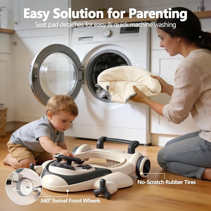 Kinder King 8-in-1 Baby Walker with Music & Lights, 3 Level Adjustable Height, Foldable Toddler Walker with Speed Adjustable Wheels, Easy to Clean, Baby Walkers for Boys & Girls 6-18 Months