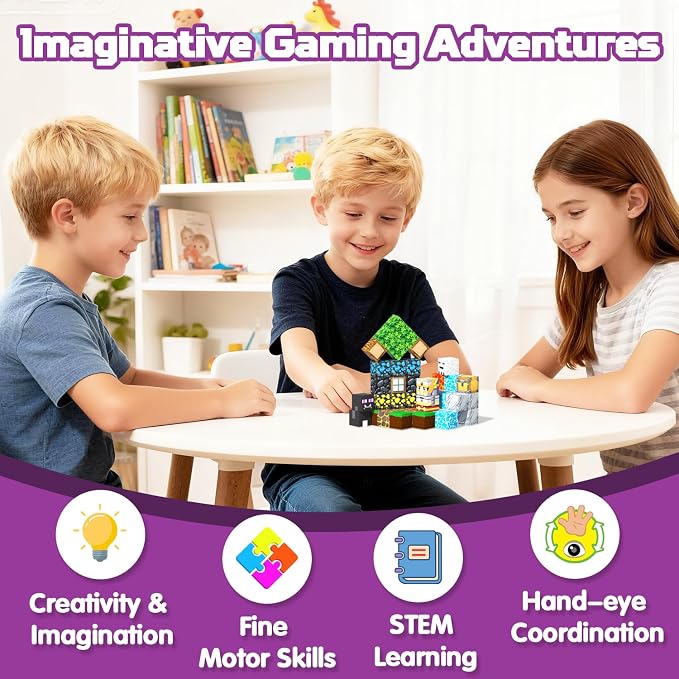Magnetic Blocks, 48PCS Magnetic Tiles Building Blocks, Magnet Cubes STEM Sensory Game Toys Christmas Birthday Gifts for Kids Girls Boys Age 3+ (Forest Lava)