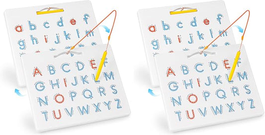 LovesTown Double Sided Magnetic Alphabet Tracing Board ABC Letter Learning Toy with Magnets Educational Writing Practice for Preschool Toddlers (Pack of 2)
