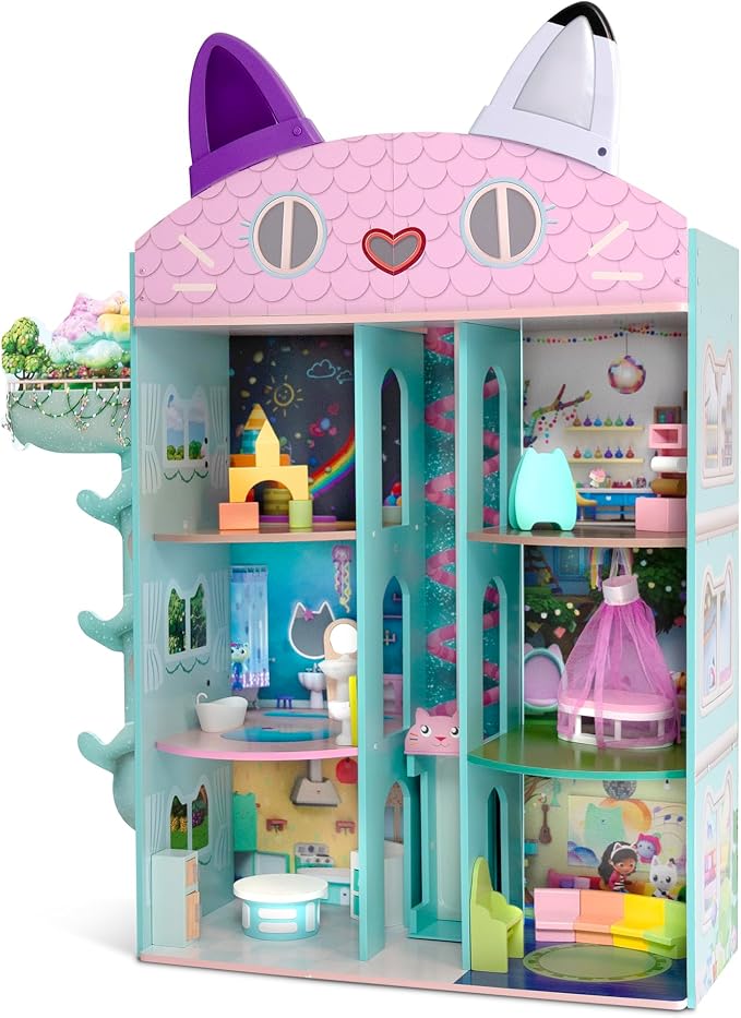 Gabby’s Dollhouse Purrfect Playhouse by Delta Children – Features Sounds & Light Up Ear - Includes 20 Accessories - Fits 8-inch Dolls - Pretend Play Dream Gift for Ages 3