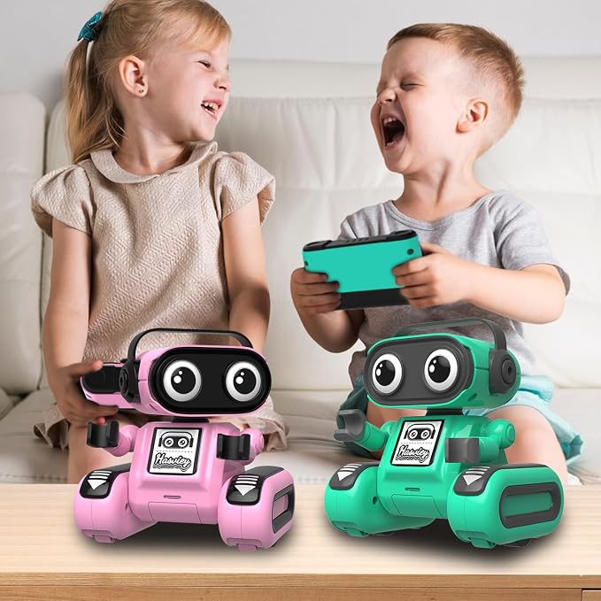 Green Rechargeable Remote Control Robot Toy for Kids Ages 3+ | Auto Demo, Recording & Repeat, Flexible Head & Arms, Rechargeable RC Robot, Great Birthday & Christmas Gift for Little Kids