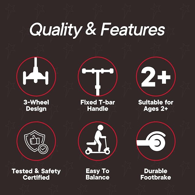 3 Wheel Scooter for Kids, Smooth Light Up LED Front Wheels, Wide Anti Slip Deck, Rear Foot Brake, Easy Lean to Steer Maneuvering, Indoor & Outdoor Ride On Toys for Ages 2 Up,