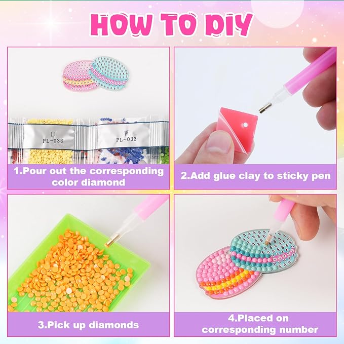 Labeol Arts and Crafts for Kids Ages 8-12 - Creat Your Own GEM Keychains-5D Diamond Art by Numbers GEM Art Kits for Kids Girls Toddler Crafts Age 6-7 6-8 10-12 (Dessert)