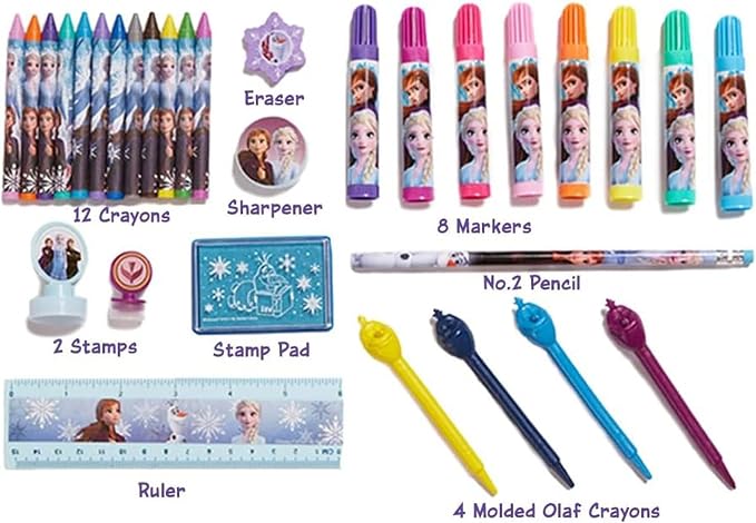 Innovative Designs Disney Frozen 2 Kids Deluxe Activity Set with Carrying Tin, Coloring Sheets, Tattoos, Stickers, & Art Supplies