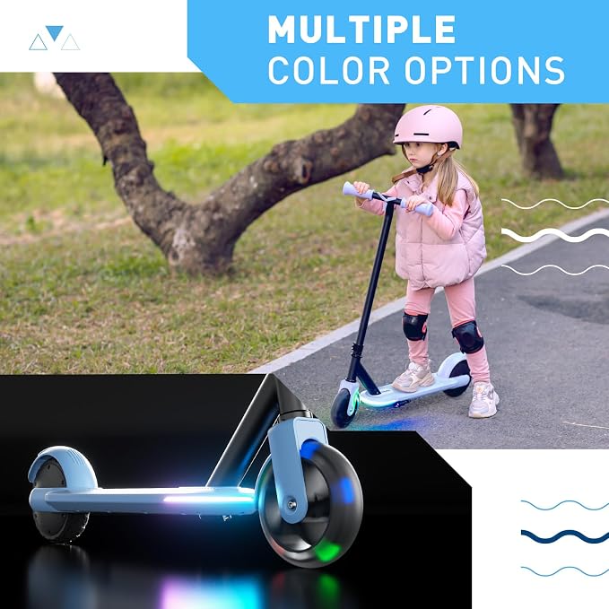 Hiboy ES1 Electric Scooter for Kids Ages 4-10, LED Light-Up Wheels & Side Lights, 5MPH Safe Speed, Easy Control, Safety Kids Scooter, UL Certificate