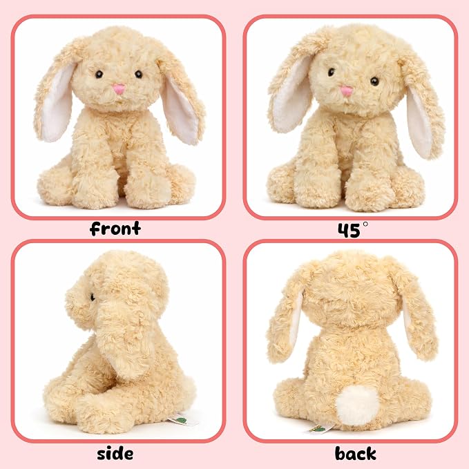 Hopearl Adorable Plush Bunny Toy Floppy Rabbit Ultra Soft Stuffed Animal Holiday Birthday Gift for Boys Girls Kids Toddlers, Brown, 9''