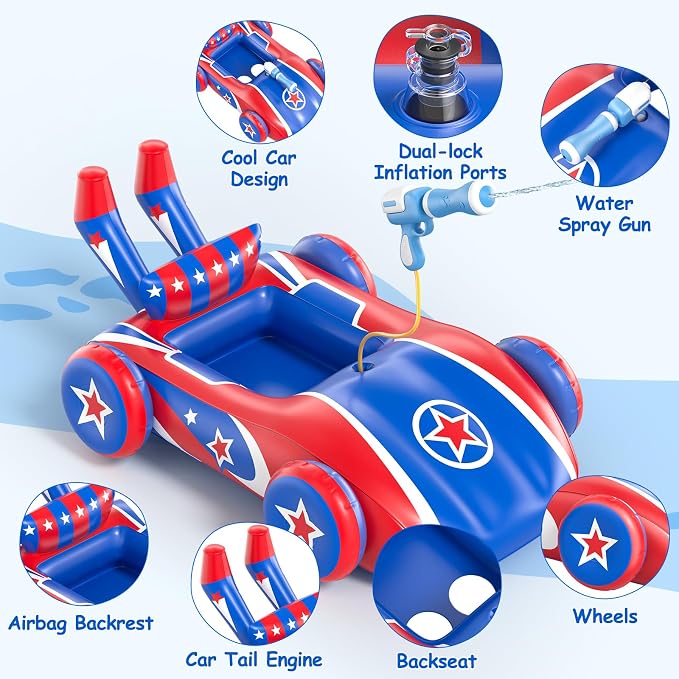Kids Pool Floats with Water Gun, Toddler Inflatable Pool Toys for Kids Age 3-8 Years Old, Summer Outdoor Water, Beach, Swimming Pool Toys Gift for Girls