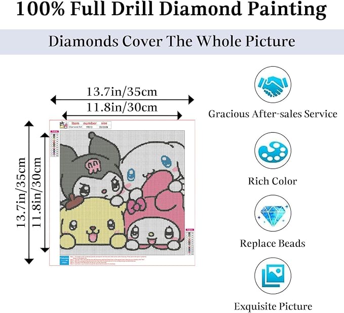 JAKI Diamond Art Painting Kits for Adults-Cartoon Diamond Art for Adults,Full Drill Diamond Art Kits for Gift Home Wall Decor(14x14inch)