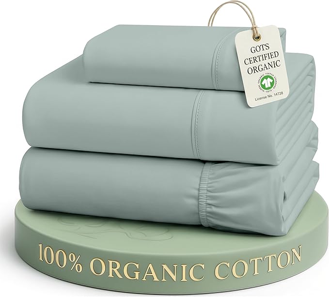 LANE LINEN Twin XL Sheet Set 100% Organic Cotton Cooling Soft - French Blue | Twin XL Sheet Set, Pure Long-Staple Organic Cotton - For Dorms & Adjustable Beds, Naturally Cooling & Lightweight