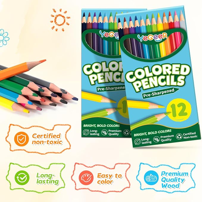 YEGEER 900 Count Colored Pencils Bulk, 12 Assorted Colors, 75 Packs Pre-sharpened Coloring Pencils Set for Kids and Adult, Teachers Essential Classroom Prizes, Back to School Supplies