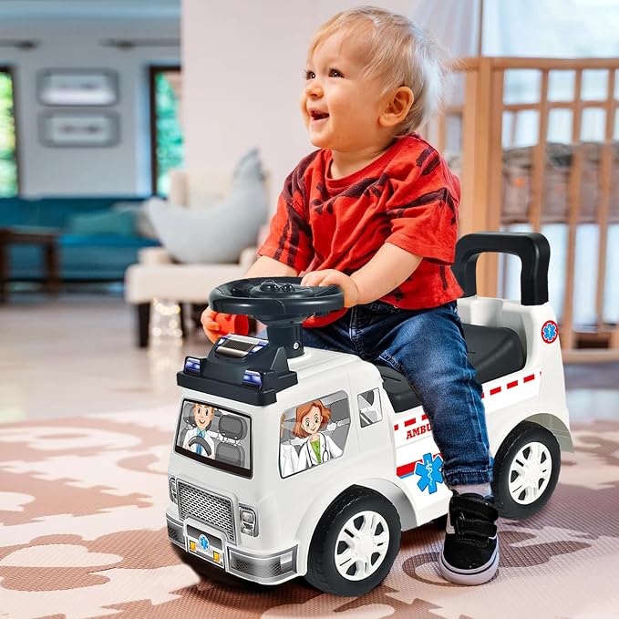 2026 Upgrade Toddler Ride On Toys with Under Seat Storage, Ride On Fire Truck with Music & Steering Wheel, Ride On Push Car for Toddlers 1-3 Years, Red