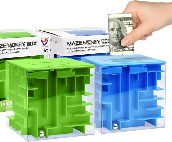 2 Packs Money Maze Puzzle Boxes, Money Gift Boxes for Cash Pop Up, Money Puzzle Box for Cash Gift Kids Adults