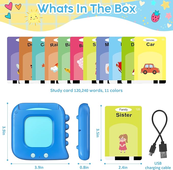 Talking Flash Cards,Kids Toddler Flash Cards with 240 Sight Words,Montessori Toys,Autism Sensory Toys,Speech Therapy,Learning Educational Gifts for Age 4 5 6 Years Old Boys and Girls