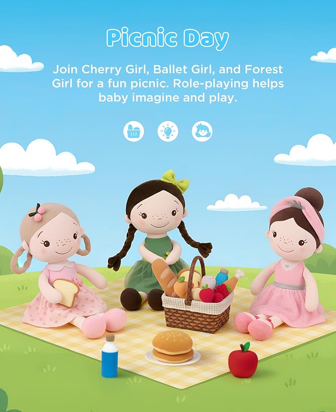 GAGAKU Soft Baby Doll Toys (16'') for Girls, My First Baby Rag Dolls for 1 Year Old Girl Birthday Gift Plush Doll Toys Machine Washable Baby Doll for Toddler Kids Infants - Ballet Girl