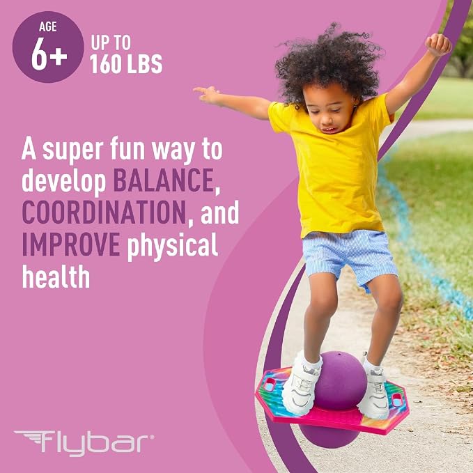 Flybar LED Pogo Trick Ball for Kids Balance Bounce Board w/Anti-Slip Deck