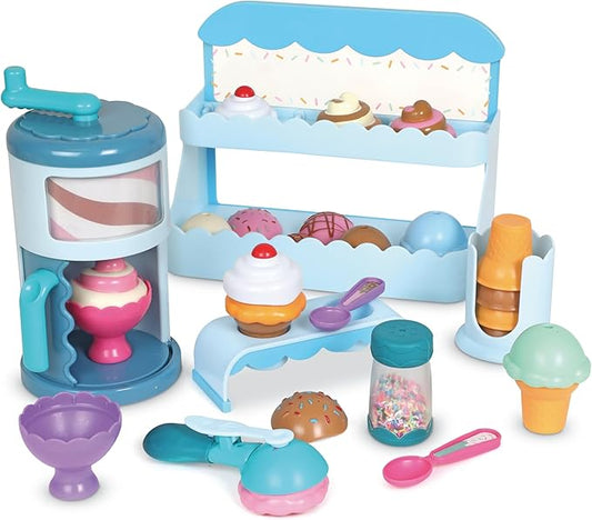 Learning Resources Swirly Scoops Ice Cream Shoppe - Play Food Cones, Pretend Play Kitchen Playset, Preschool Toys, Gifts for Boys and Girls