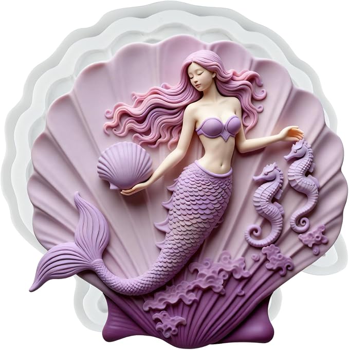 Seashell Silicone Mold Shell Mermaid Seahorse Polymer Clay Molds for DIY Craft Epoxy Resin Casting Polymer Clay Tools Crafts Air Dry Jewelry Making