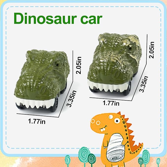 GIAT Dinosaur Track Car Accessories - Birthday Gifts for 3 4 5 6 7 Year Old Boys - 2 Pack LED Light Up Car Toy for Kids Ages 3-5 5-7, Compatible with Most Tracks