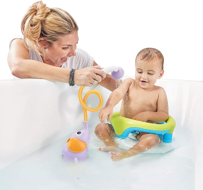 Yookidoo Baby Bath Shower Head - Elephant Water Pump and Trunk Spout Sprayer - One Handed Flow Control for Newborn Babies in Tub Or Sink (Purple)