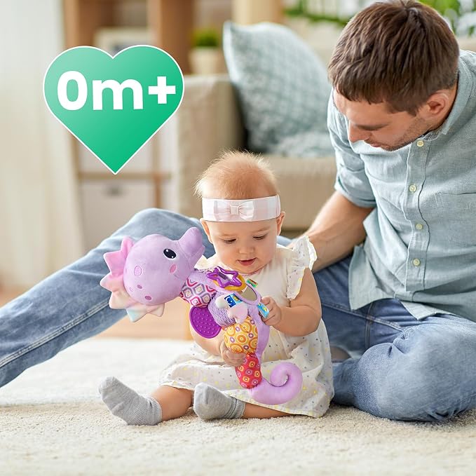 LIGHTDESIRE Baby Toys Musical Seahorse Sensory Infant Toys 0-6-12 Months | Stuffed Animals with Mirror|Crinkle|Rattle Baby Teething Toys Tummy Time for Newborn Boys Girls Shower Birthday Gifts