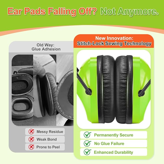 ZOHAN Kids Ear Protection 3 Pack, 25dB NRR Noise Cancelling Headphones for Kids, with Pillowy Pads, for Monster Truck, School, Autism, Sensory, Fireworks, Concerts, Events (Green*3)