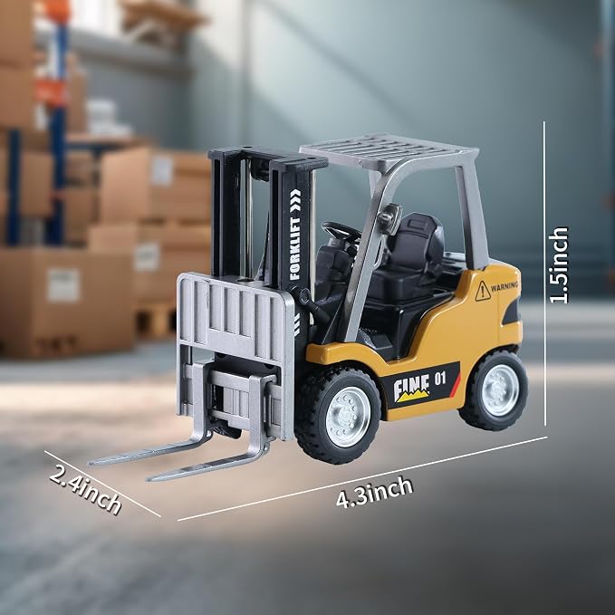 GRANTLEY Remote Control RC Forklift Cranes,1/64 Mini Rechargeable Forklift Truck,2 in 1 Transform Lift Fork & Hook, w/Boxes/Sound and Light, Forklift Toy RC Construction Vehicles Toy Gift for Kids