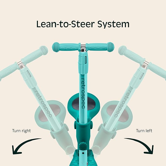 Retrospec Chipmunk Plus Kids’ Kick Scooter 3+ Years - Height Adjustable 3 Wheel Scooters - Learn to Steer, Foldable Seat, LED Lights, & No-Slip Deck