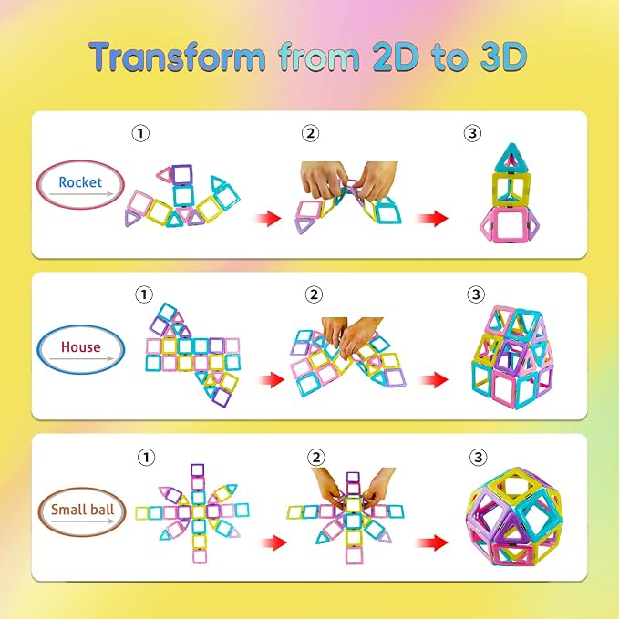 TOKBLOK Pastel Magnetic Tiles Set - 40-Piece STEM Building Blocks for Kids Ages 3-8, Creative & Educational Toy Gift for Girls - Starter Set