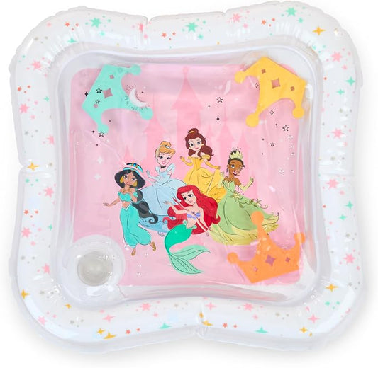 Bright Starts Disney Princess Royal Splash Water Mat with Ariel, Belle, Cinderella & More, Floating Toys, Pink, Newborn Baby Play Mat
