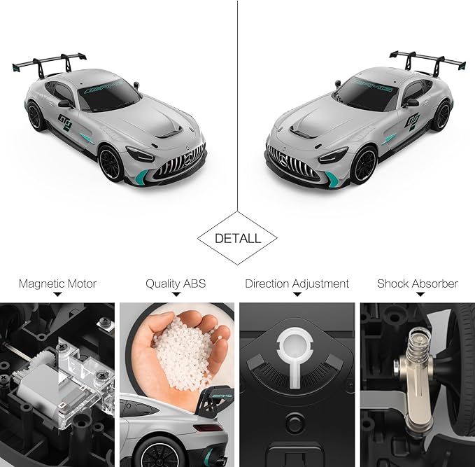 RASTAR 1/24 RC Car Mercedes AMG GT2 Remote Control Car, Mercedes AMG Toy Car for Kids Boys, Silver RC Sports Car